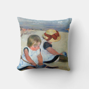 Children on the Beach, Cassatt Throw Pillow