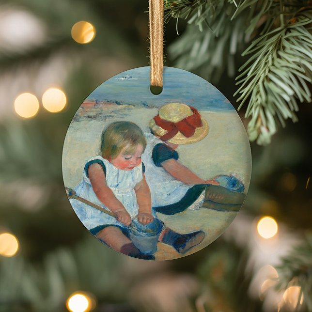 Children on the Beach | Mary Cassatt Postcard Ceramic Ornament (Creator Uploaded)