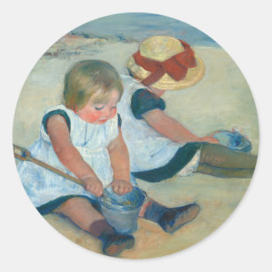 Children on the Beach   Mary Cassatt Postcard Classic Round Sticker