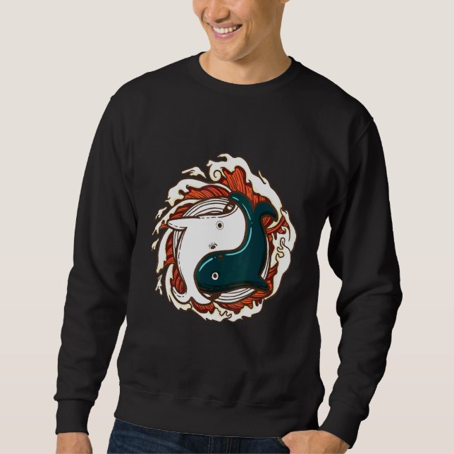 Children Orcas Whale Orca Yin And Yang Animal Moti Sweatshirt (Front)