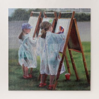 Children Painting - Join us at our Happy Place Jigsaw Puzzle