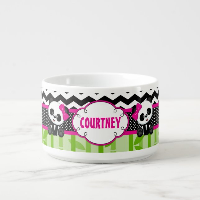 Children Panda Bear Personalized Cereal Bowl (Center)