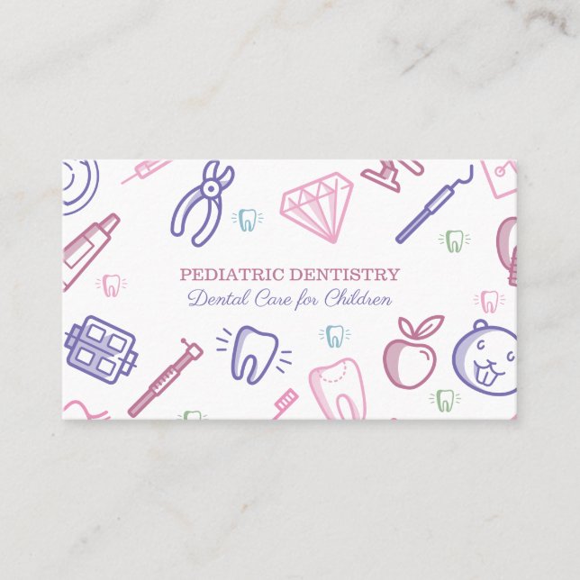 Children Pediatric Dental Oral Care Dentistry Business Card (Front)