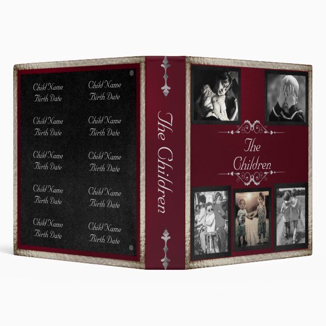 Children Photo Album - Burgundy/Silver 3 Ring Binder (Background)