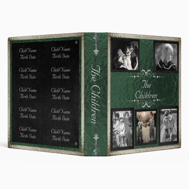 Children Photo Album - Green/Silver 3 Ring Binder (Background)