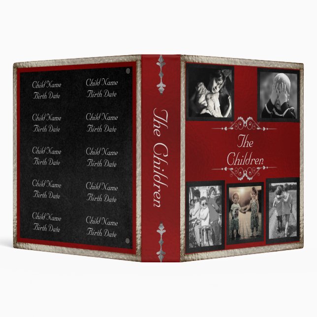 Children Photo Album - Red/Silver 3 Ring Binder (Background)