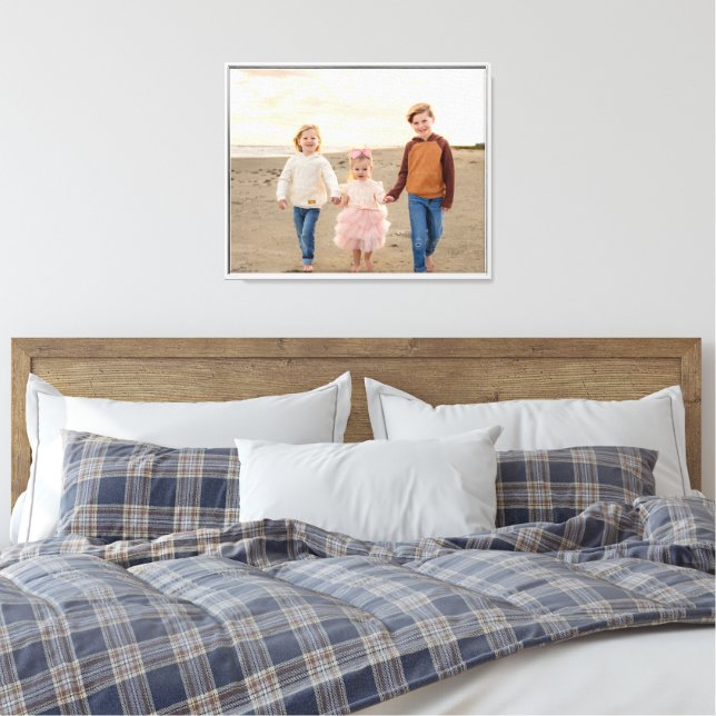 Children Photo White Framed Wrapped Canvas Print (Insitu(Bedroom))