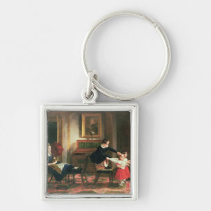 Children playing at coach and horses keychain