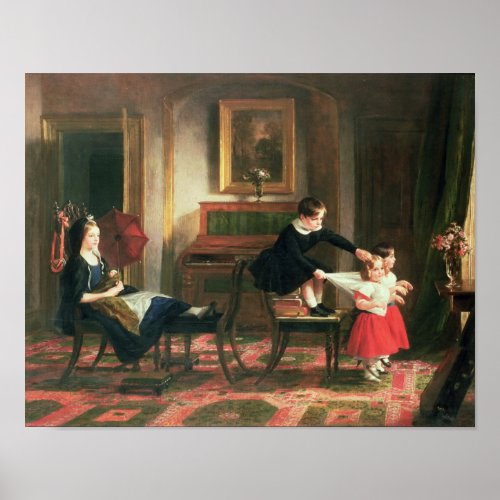 Children playing at coach and horses poster