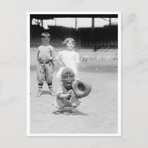 Children Playing Baseball Postcard