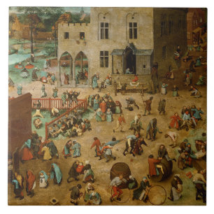 Children Playing Games (Pieter Bruegel the Elder) Ceramic Tile