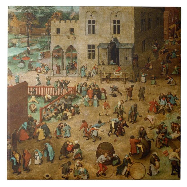 Children Playing Games (Pieter Bruegel the Elder) Ceramic Tile (Front)