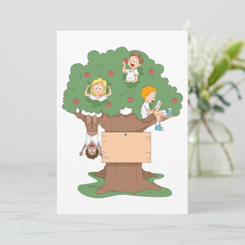 Children Playing In An Apple Tree Invitation
