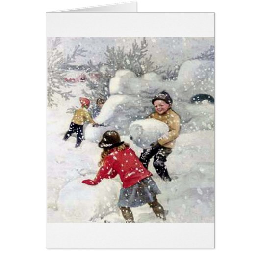 children playing in snow cards (Front)