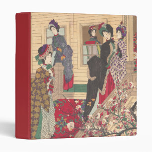 Children Playing in the Snow under Plum Trees 3 Ring Binder