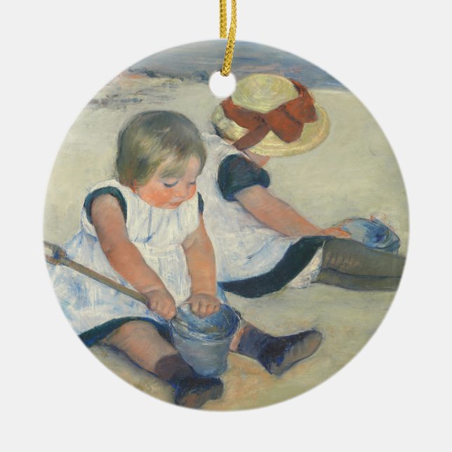 Children Playing on the Beach, 1884 Ceramic Ornament (Front)
