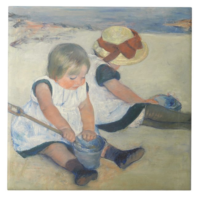 Children Playing on the Beach, 1884 Ceramic Tile (Front)
