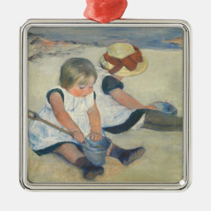Children Playing on the Beach, 1884 Metal Ornament