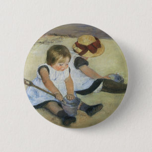Children Playing on the Beach by Mary Cassatt Button