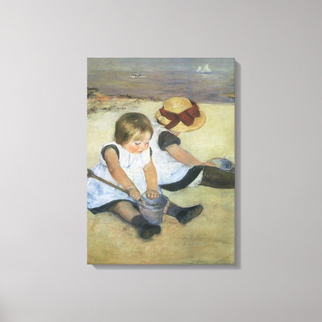 Children Playing on the Beach by Mary Cassatt Canvas Print (Front)