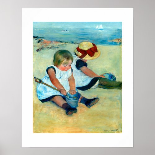 Children Playing on the Beach by Mary Cassatt Poster