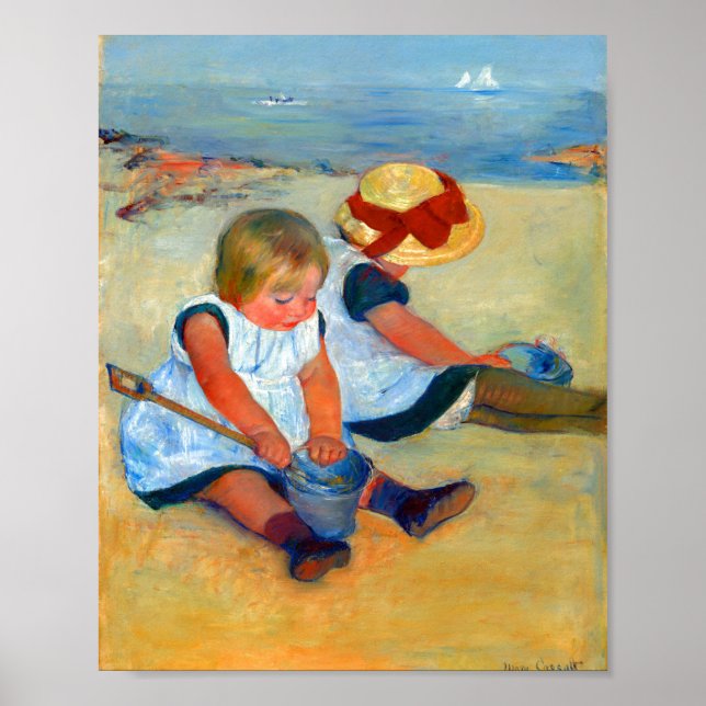 Children Playing on the Beach by Mary Cassatt Poster (Front)
