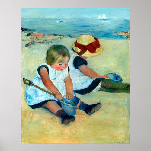Children Playing on the Beach by Mary Cassatt Poster