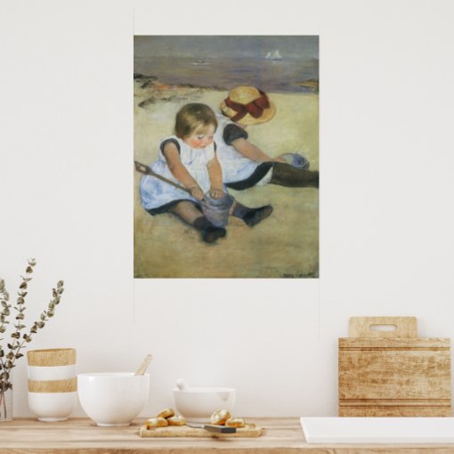 Children Playing on the Beach by Mary Cassatt Poster | Zazzle