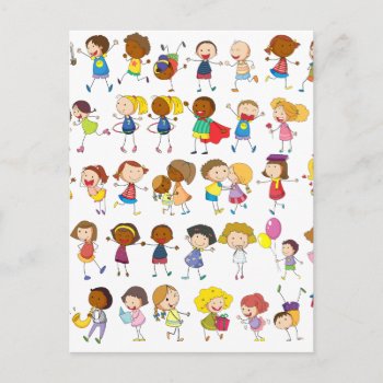 Children Playing Postcard by GraphicsRF at Zazzle