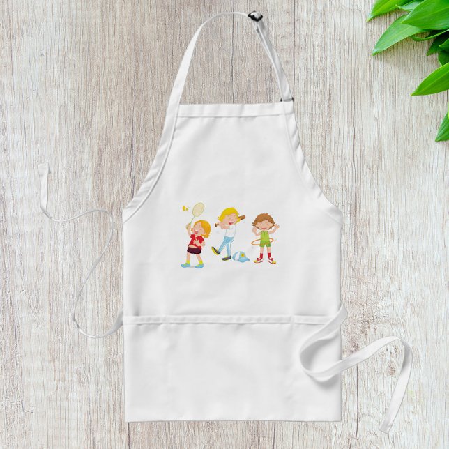 Children Playing Sport Adult Apron (Creator Uploaded)