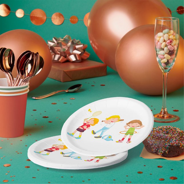 Children Playing Sport Paper Plates (Creator Uploaded)