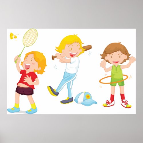 Children Playing Sport Poster