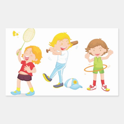 Children Playing Sports Stickers