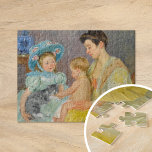 Children Playing with a Cat | Mary Cassatt Jigsaw Puzzle<br><div class="desc">Children Playing with a Cat (1908) by American impressionist artist Mary Cassatt. Original fine art painting shows a portrait of a mother with her young children playing with a cat. 

Use the design tools to add custom text or personalize the image.</div>