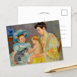 Children Playing with a Cat | Mary Cassatt Postcar Postcard<br><div class="desc">Children Playing with a Cat (1908) by American impressionist artist Mary Cassatt. Original fine art painting shows a portrait of a mother with her young children playing with a cat. 

Use the design tools to add custom text or personalize the image.</div>