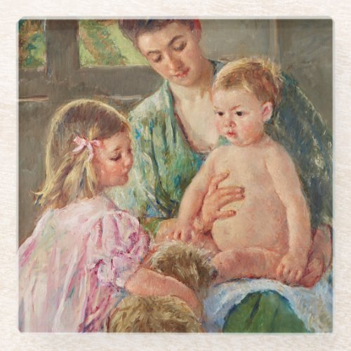 Children Playing with a Dog by Mary Cassatt Glass Coaster