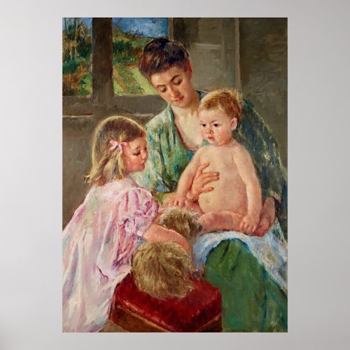 Children Playing with a Dog by Mary Cassatt Poster