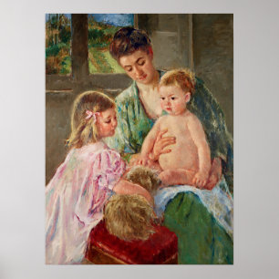 Children Playing with a Dog by Mary Cassatt Poster