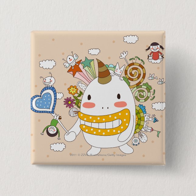 Children playing with monster button (Front)