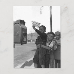 Children posting a letter to Santa Claus Postcard