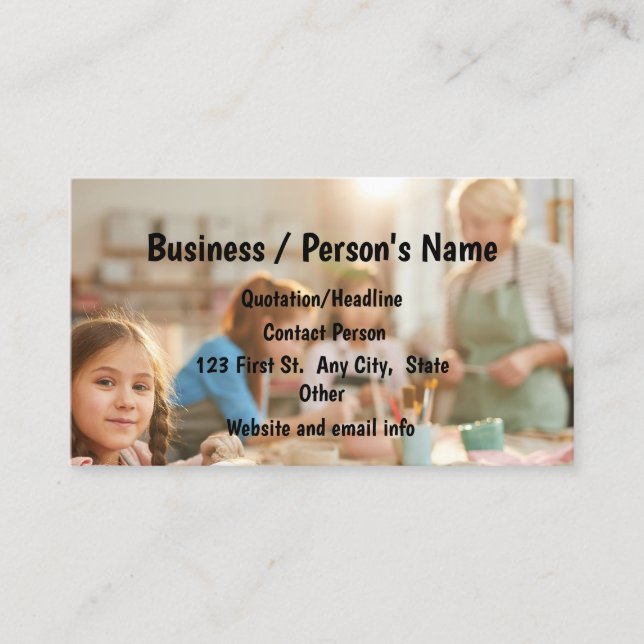 Children Pottery Craft Art Classes Custom Business Card (Front)