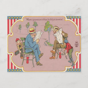 Children Prank Men Fireworks Firecracker Postcard