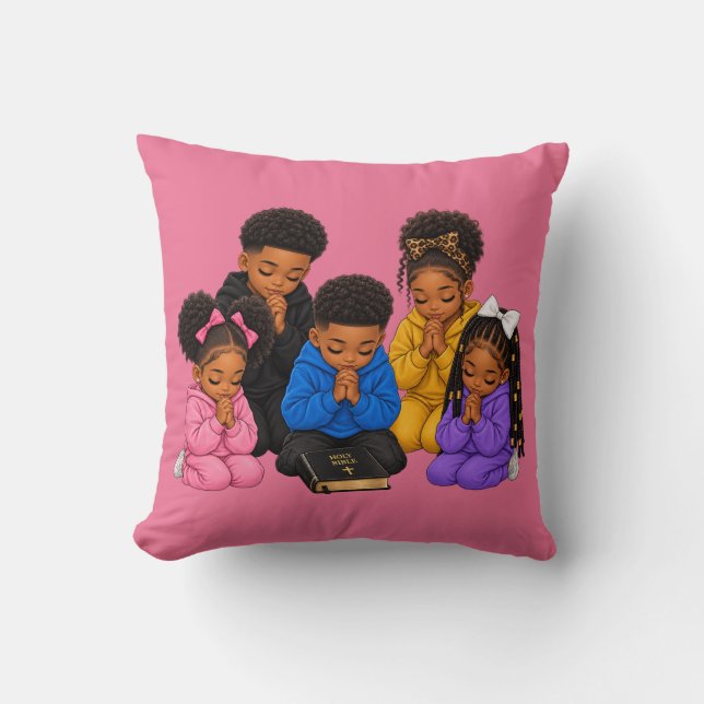 Children praying  throw pillow (Front)