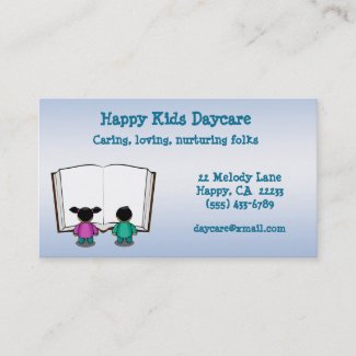 Children Reading Book Daycare Business Card