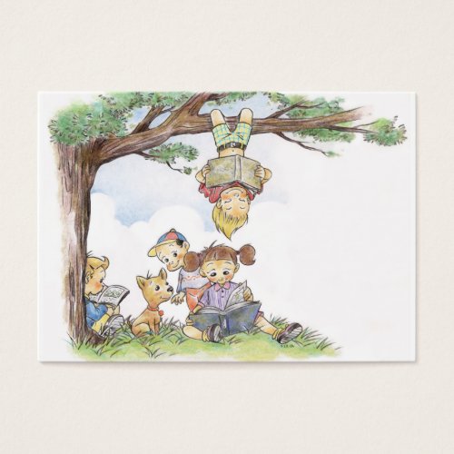 Children reading books business cards