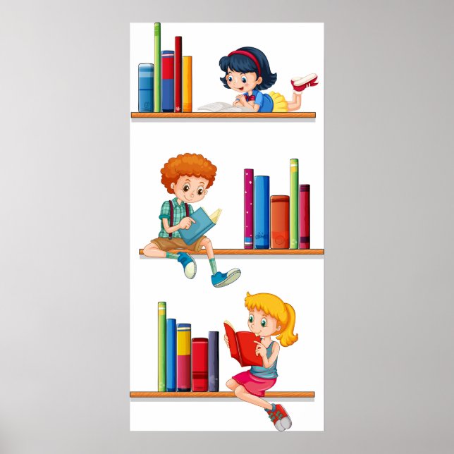 Children Reading Books Poster (Front)