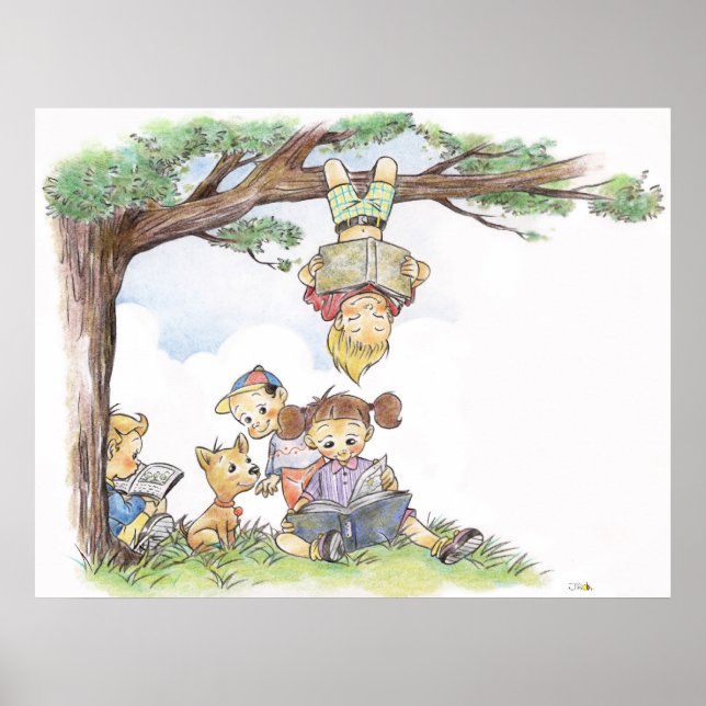 Children reading books poster (Front)