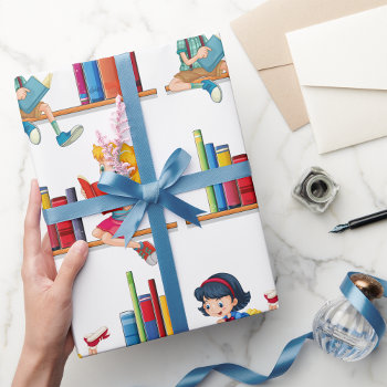 Children Reading Books Wrapping Paper by spudcreative at Zazzle