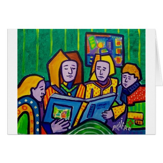 Children Reading by Piliero Cards (Front Horizontal)