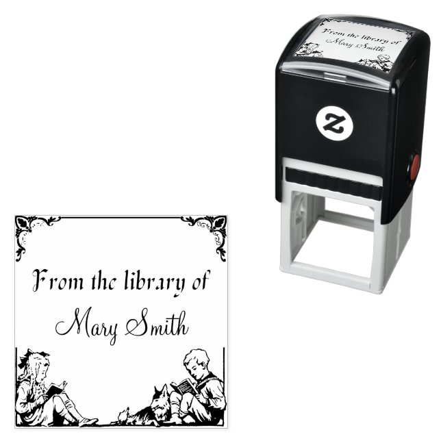 Children Reading Personalised Book Rubber Stamp (In Situ)